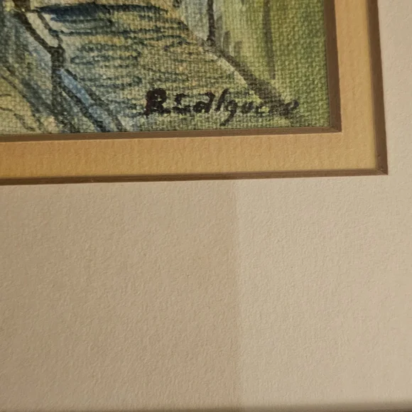 Charming Street Scene Painting with Gold Frame - Picture 2 of 4